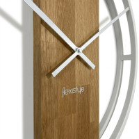 Okrúhle dubové hodiny Flexistyle LOFT OVAL kovové 50cm biele, z231oval-2d-2-x